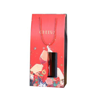 China 2022 Recycled Materials Red Wine Packaging Hot Selling Custom Red Two-bottle Embossed Red Wine Box for sale