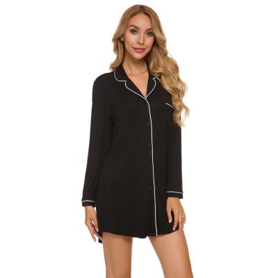 China Women's Sexy Comfortable Pajamas Lapel Cardigan Lapel Pajamas Long Sleeve QUICK DRY Modal Nightgown for sale