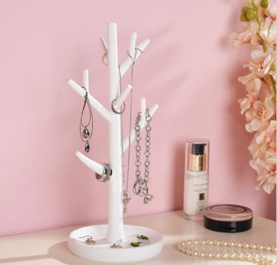 China Creative Morden Resin Tree Branch Jewelry Holder Necklace Earrings and Ring Storage Display Rack for sale