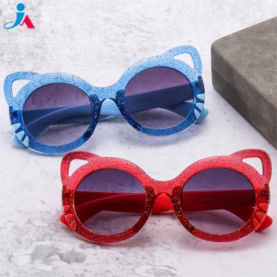 China Cute Cat Model Children Sunglasses Baby Retro Cartoon Fashion Sunglasses Shading Boys Girls Round UV400 Sunscreen Colorful Sunglasses for sale