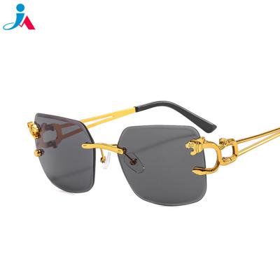 China Fashion Sunglasses 2023 UV400 Rimless Cutout Sun Glasses Retro Metal Sun Glasses Rimless Square Rectangle Influencer Women Men Sunglasses for sale