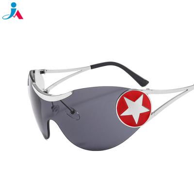 China 2023 Newest Fashion Sunglasses Frameless One Piece Wrap Around Y2K Windproof Sunglasses Men Riding Biker Eyewear Sports Women Punk Sunglasses for sale