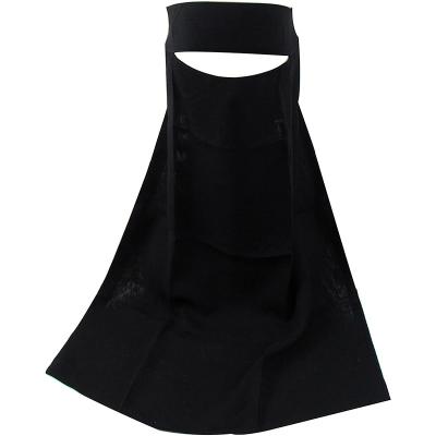 China Islamic Clothing Women Soft Polyester One Layer Saudi Black Niqab Face Veil For Hijab for sale