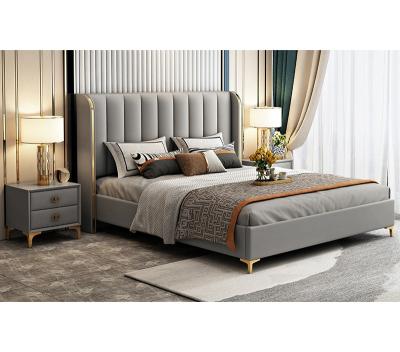 China Removable Cover Bedroom Furniture Light Luxury Upholstered Leather Beds King Size Double Bed for sale