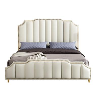 China Removable Bedroom Furniture Light King Size Upholstered Leather Cover Beds for sale