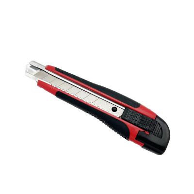 China Slide Open 18mm Red Snap Off Retractable Cutter Knife Plastic Sliding Box Blade Utility Knife for sale