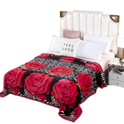 China Factory direct sales PORTABLE fair price printing flannel blanket with piping for sale