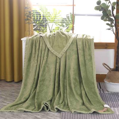 China 2020 Most Popular Solid Blanket PORTABLE Embossing 100% Polyester Flannel Blanket for sale