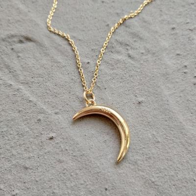 China Simple Design 925 Sterling Silver Jewelry Gold Plated Korean Moon Chain Necklace for sale