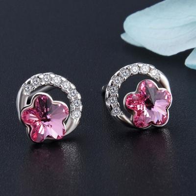 China CLASSIC 925 Sterling Silver Earrings Ladies Shape Crystal Zircon Drop Circle Earring Women for sale