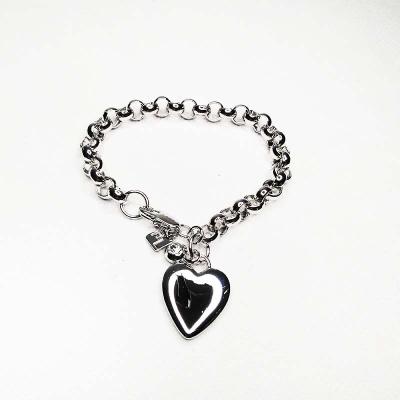 China Women Romantic Chain Heart Brass Jewelry Charm Fashion Designer Custom Bracelet for sale