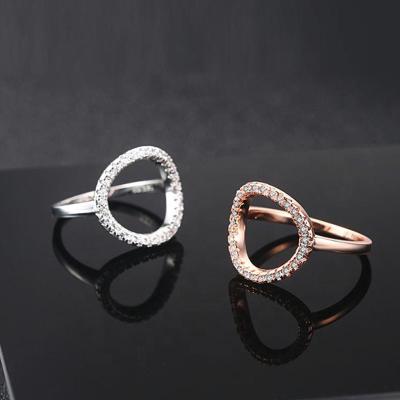 China With Lady's Zircon o-shape hollow-out luxury simple and cute hot sale Rose Gold Ring for sale