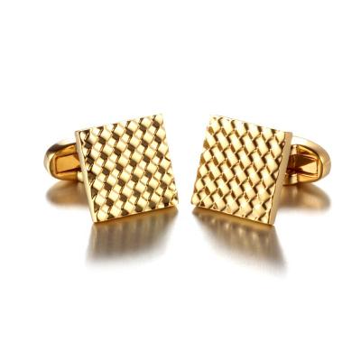 China Stylish Hot Selling Most Popular Personality Square Button Cover Gold Plated Cufflinks for sale