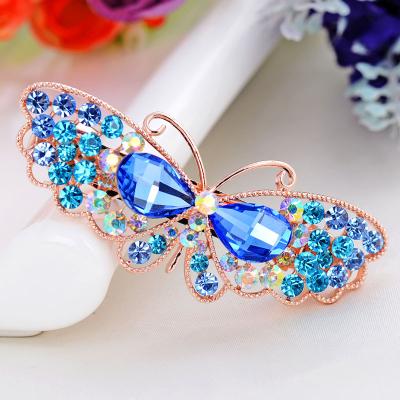 China Colorful Alloy Jewelry Grace Maple Butterfly Rhinestone Flashing Hair Clips Accessories For Women for sale