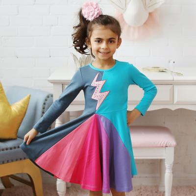 China Autumn/Winter Casual Girl's Rainbow Dress Girl's Embroidery Princess Long Sleeve Dress for sale