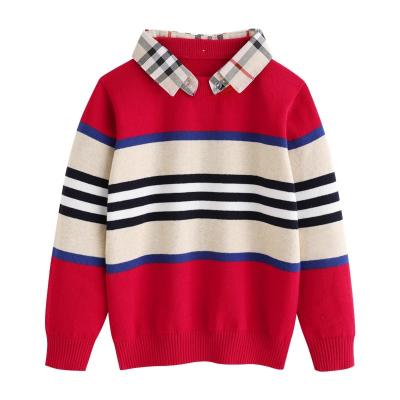 China 2021Wholesale High Quality Children's Fall Sweater Clothing 100% Cotton Shirt Neck Anti-Shrink Knit Sweater for Kids Boys and Girls for sale