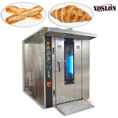 China High Efficiency YOSLON Macadams Bakery , French Bread Toast Cookies / Electric Hot Air Rotary Oven Gas 16 Tray Rotary Oven for sale