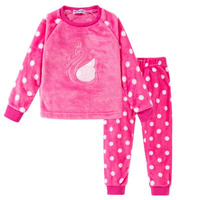 China The style is novel and the workmanship is excellent wholesale printed warm children's soft winter sleepwear flannel pajamas set for sale