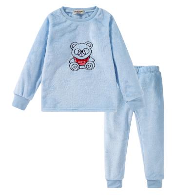 China The style is novel and the workmanship is excellent hot sales kids cartoon bear pajama flannel fashion kids long sleeve sleepwear pajamas set for sale