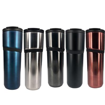 China PORTABLE Double Bottle Car Coffee Water Drinks Insulation Mug Vacuum Rope Silica A3648 Wall Cup Double Cup for sale