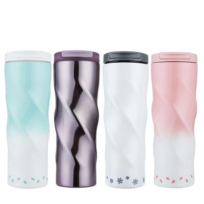 China PORTABLE Custom Vacuum Water Bottle Gradient Color Spiral Water Bottle Insulation Mug Gift Girl A3646 Coffee Mug for sale