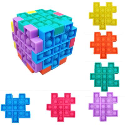 China Relieve Stress G32 Autism Children's Sensory Push Toy Puzzle Silicone Fidget Toys Bubble Stir Creative Cube for sale