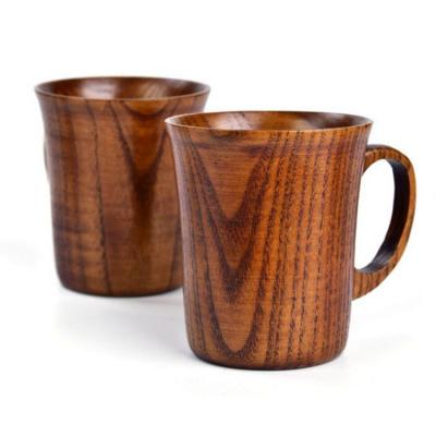 China H192 Sustainable Office Water Beer Milk Carved Cup With Natural Handmade Wooden Handle Cups And Saucers for sale