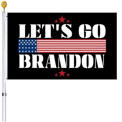 China Custom DD376 Custom Printing Against Joe Biden Polyester Banner Garden Flag LET USA GO BRANDON Flags for sale