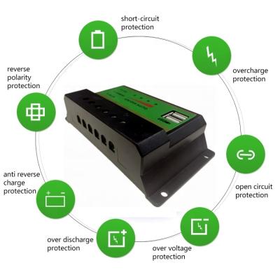 China Cheap price dual usb pwm 12/24V 10A 20A 30A solar charge controller charger for sale