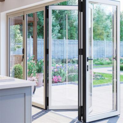 Cina wood grain accordion veranda sliding folding aluminium doors bifolding window door aluminium bifolds in vendita