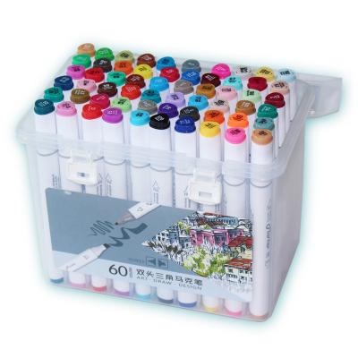 China BECOL Alcohol Based Art Drawing Non Toxic 60 Colors Ink Dual Ended Art Drawing Marker Set For Kids for sale