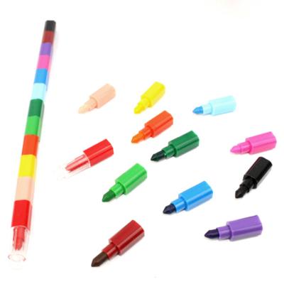 China Tangy Sweet Drawing Creative Building 12 Color Blocking Crayons Candy Detachable Wholesale Crayons For Kids for sale