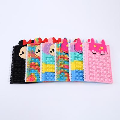 China Spiral Notebook Silicone Cover Finger Wiggle Reliver Effort Push Bubble Pops Toys Spiral Notebooks for sale