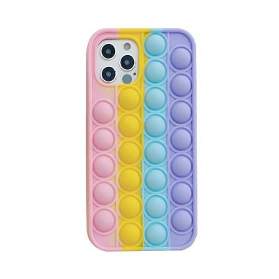 China Customized Trigger Push Bubble Busy Person Toys Trigger Rainbow Soft Silicone Gel Cell Phone Case Cover for sale