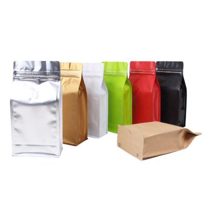 China Safety 50 Pcs Food Storage Bags With Air Release Valve, High Barrier Aluminum Foil Flat Bottom Sealable Vertical Coffee Pouches. for sale