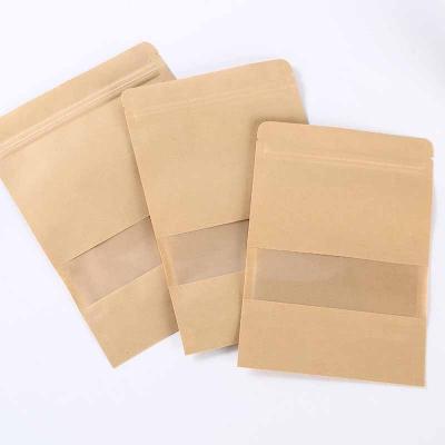 China 100 Pieces/Bunk Kraft Paper Window Bag Wedding Candy Bag Brown Vertical Frosted Self Seal Zipper Bag Biodegradable zu verkaufen