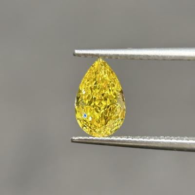 China 1.07 Carat VVS1 Grown Brilliance Diamonds Pear Shape Fancy VIVID Yellow for sale