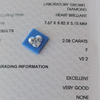 Cina 2.08ct CVD in forma di cuore in laboratorio Cresciuto diamante VS2 F OEM ODM in vendita