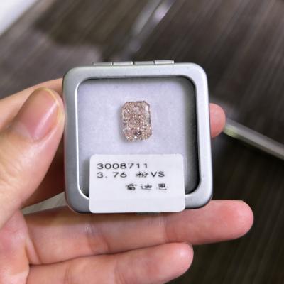 China CVD 3.76ct Diamante rosa sintético creado en laboratorio Diamante de corte radiante en venta