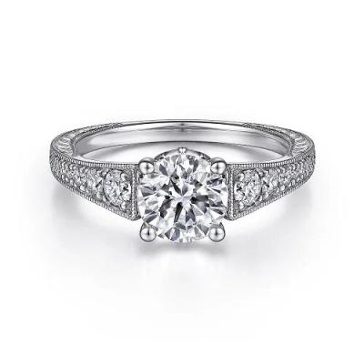 China Round Cut Lab Grown Diamond Engagement Ring With Wedding Band VVS Clarity HPHT for sale