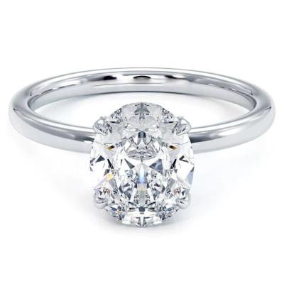 China Lab Diamond Wedding Band VVS Clarity HPHT Oval Cut Lab Crescido Diamond Ring à venda