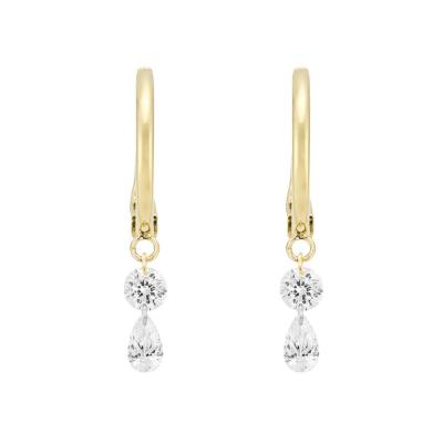 China 0.38 Carats Lab Created Diamond Hoop Earrings VVS Clarity HPHT Pear Cut in DEFGH for sale