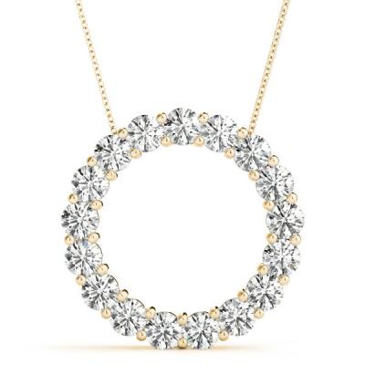 China Classic Style 18K 14K 10K Solid Gold Clarity CVD Round Cut Bezel Lab Grown Diamond Necklace for sale