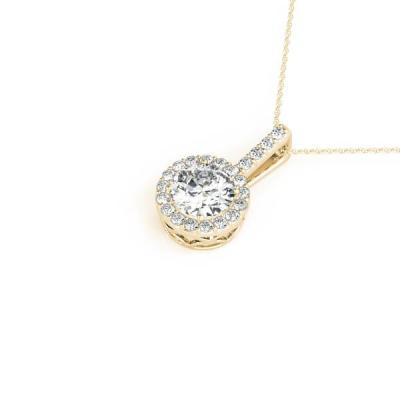 China 18K 14K 10K Solid Gold Clarity CVD Round Cut Bezel Lab Grown Diamond Necklace with Gemstone for sale