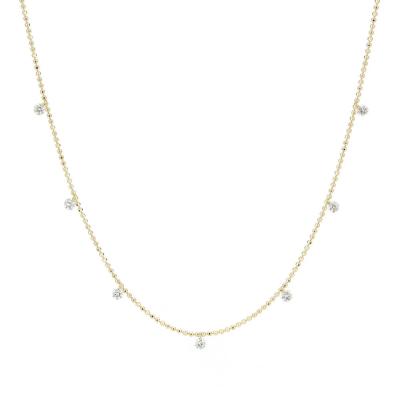 China 18K 14K 10K Solid Gold Round Cut Bezel Necklace with Lab Grown Diamond CVD Clarity for sale