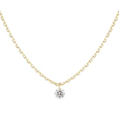 China Round Cut Bezel Lab Grown Diamond Necklace with Classic Style 18K 14K 10K Solid Gold for sale