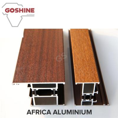 China Rich Decoration Wood Finish Aluminium Profiles Colorful Luster 2500T Extrusion for sale