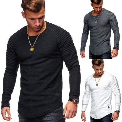 China QUICK DRY Men's Casual Cotton Jogger Rotator Cuff Ruffled Long Sleeve T-Shirt for sale