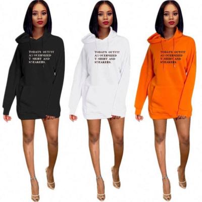 China 2021 new arrival long hoodie dress washable oversized long sleeves casual hoodie dress for women for sale