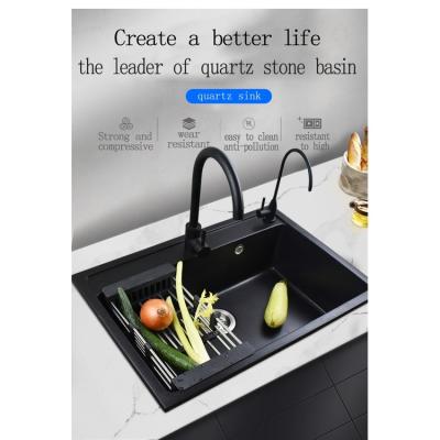 China High Quality Modern Kitchen Equipment Restaurant Bowl Quartz Kitchen Sink With Single Hole for sale